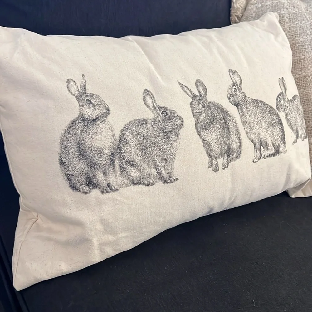 LINEN EASTER SPRING BUNNY PILLOW